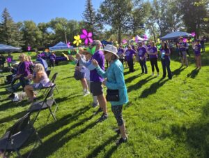Group of elderly people attending annual Walk to End Alzheimer’s in Steamboat Springs